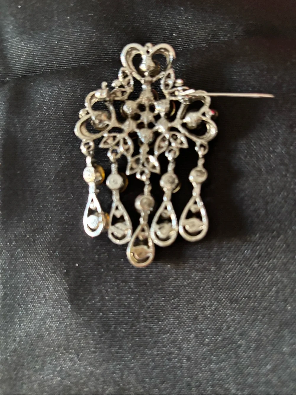 Amber Crystal Dangle Brooch - Women's Jewelry